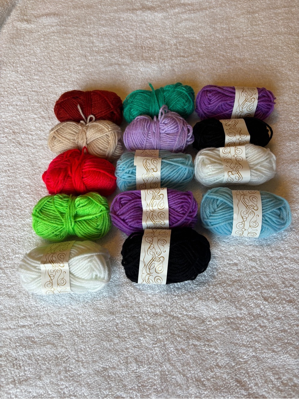 Inscraft Acrylic Yarn Bundle Lot of 14 Sm Skeins Approx 35 yds Ea.  Multi Color